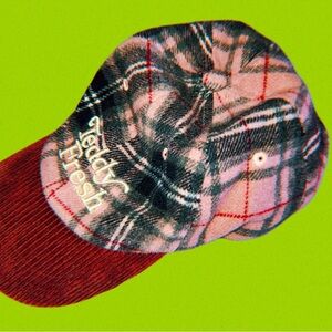 Pre-owned Unisex “Teddy Fresh” Red/Grey Plaid Embroidered Hat (One Size)